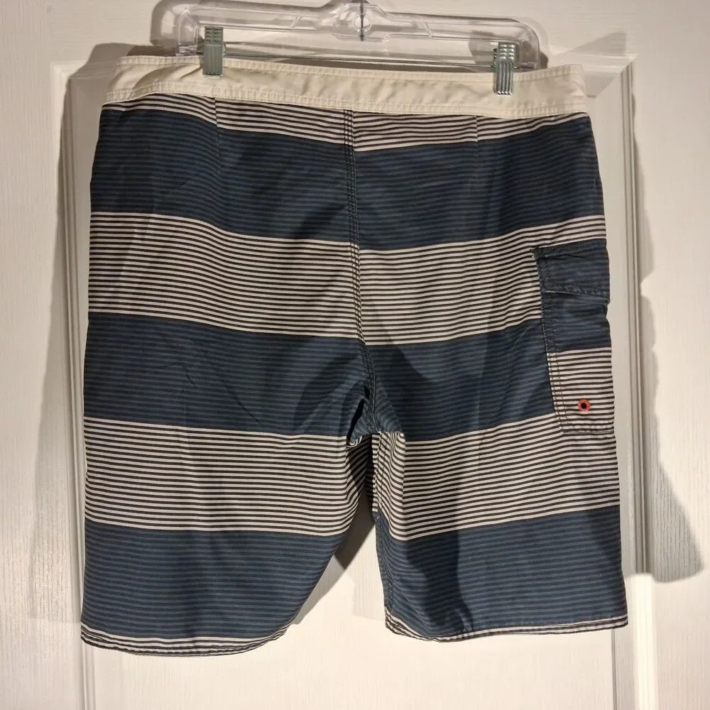 RVCA swim trunks board shorts mens 36 blue striped classic non-stretch surf